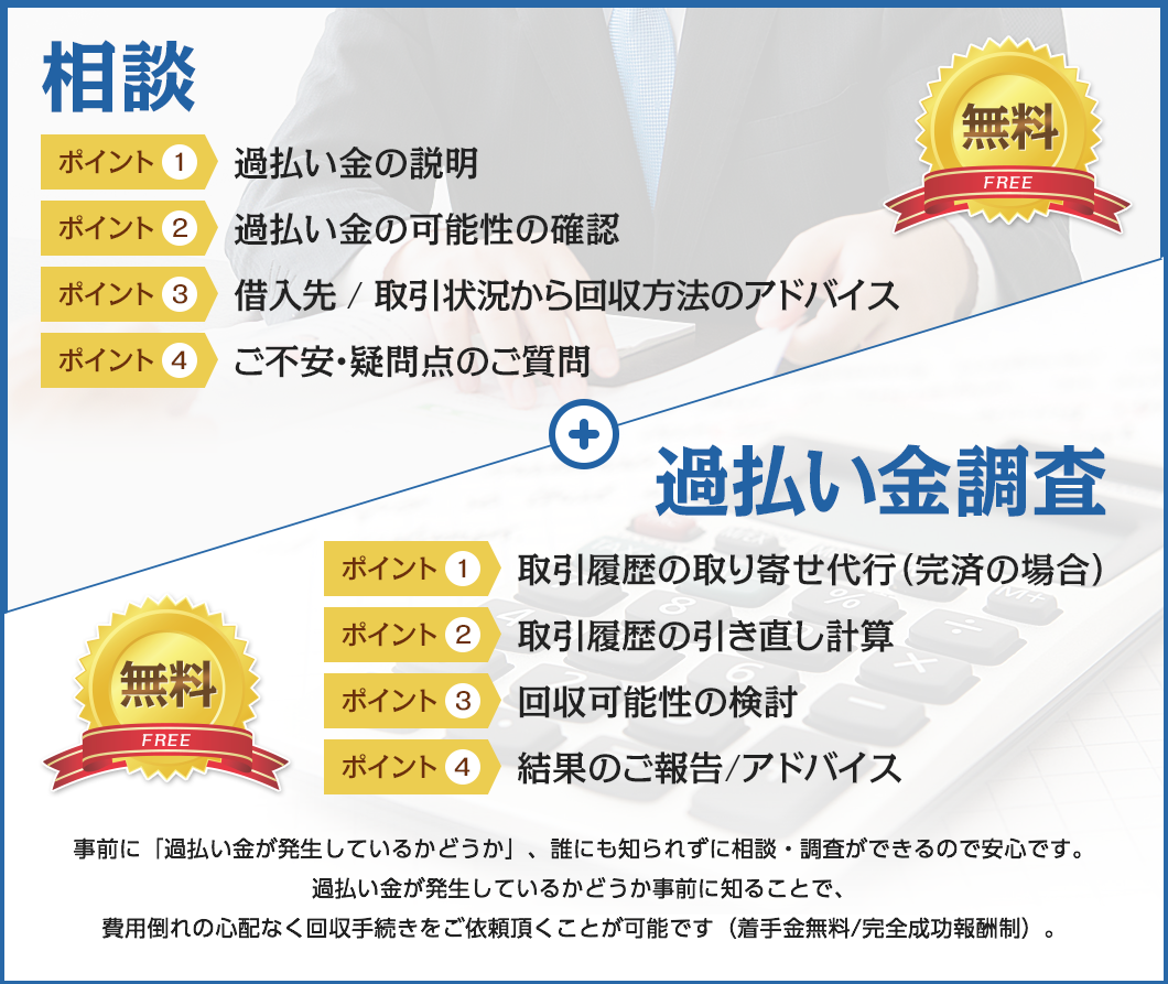 相談無料+過払い金調査 無料