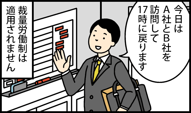 事業場外みなし労働時間制が適用されない一例を示したイラスト